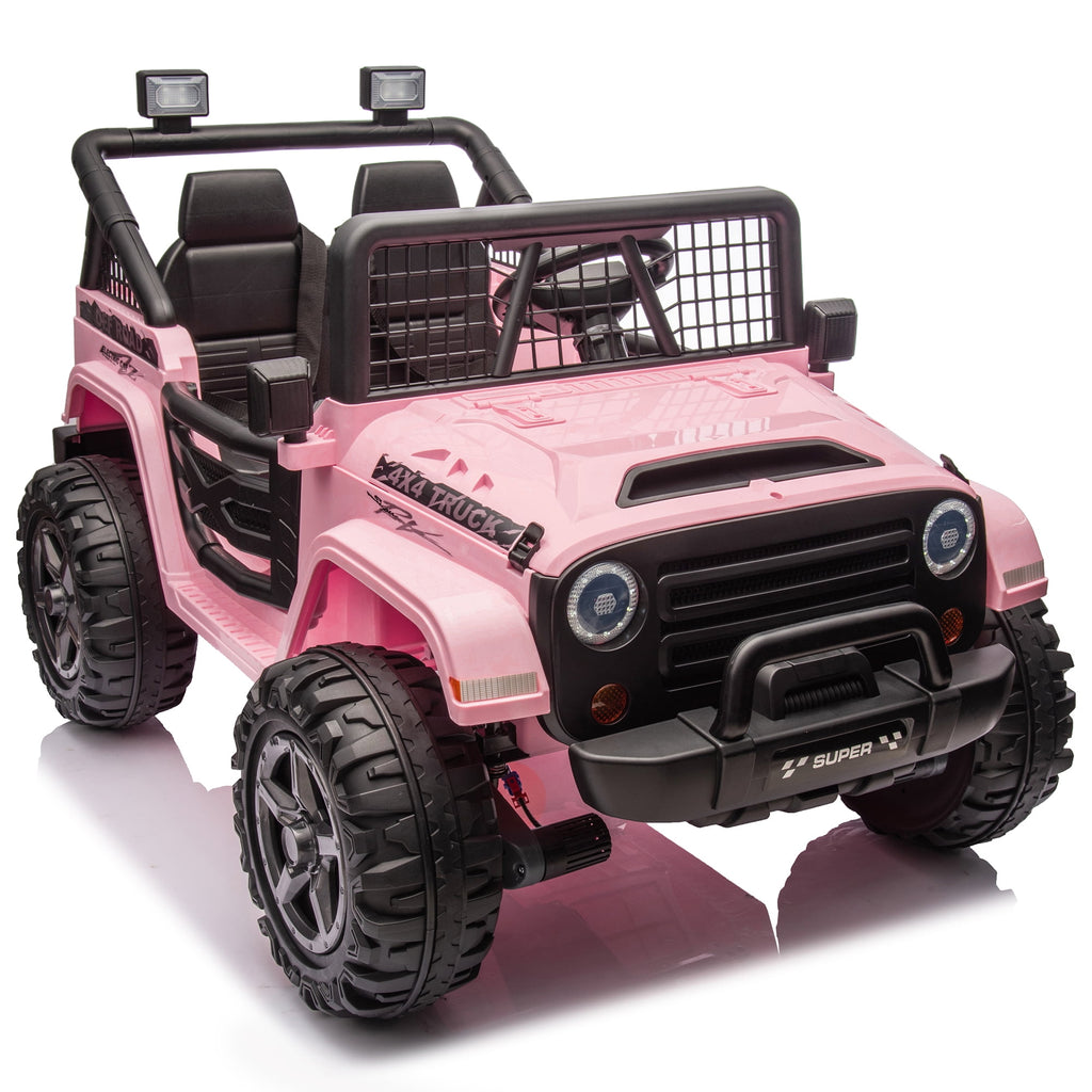Funride 24 Volt Ride on Toys, 800W Electric Car for Kids with Remote Control, 4WD/2WD Switchable Power Car Wheels, 2-Seater Ride On Truck with Music, Bluetooth, Pink