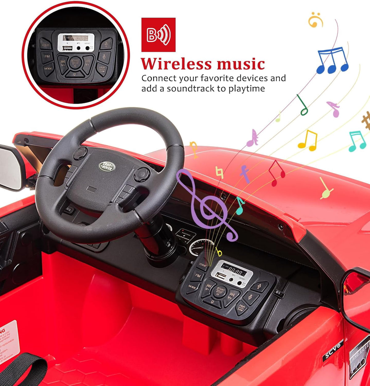 12V Licensed Land Rover Ride-On Car, 2x25W Motors, 4.5Ah Battery, 3 Speeds up to 4.5 MPH, Parent Remote, Spring Suspension, LED Lights