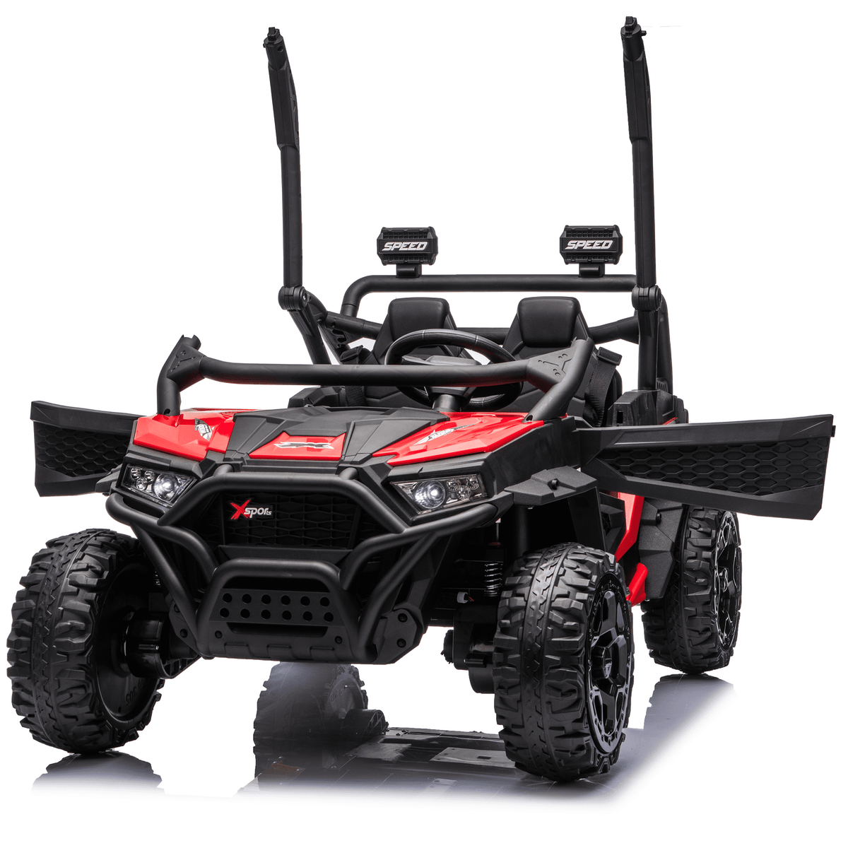 Zukpow 24V Ride Ons for Kids, 2 Seater Electric Car with Remote Control, 4x200W Motors, Power Car Wheels Ride on Toys UTV with Bluetooth Music, USB, Slow Start, LED Lights, Rear Storage Box, Black