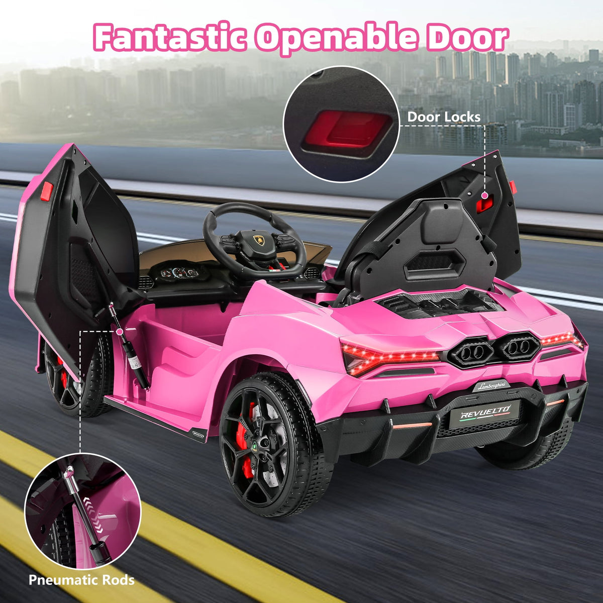 Funcid 24 Volt Ride on Toys, 2-Seater Ride on Cars with Remote Control, 400W Electric Car, Ride on UTV w/ Bluetooth, MP3, Seat Belts, Volume Adjustment, Suspension, Pink