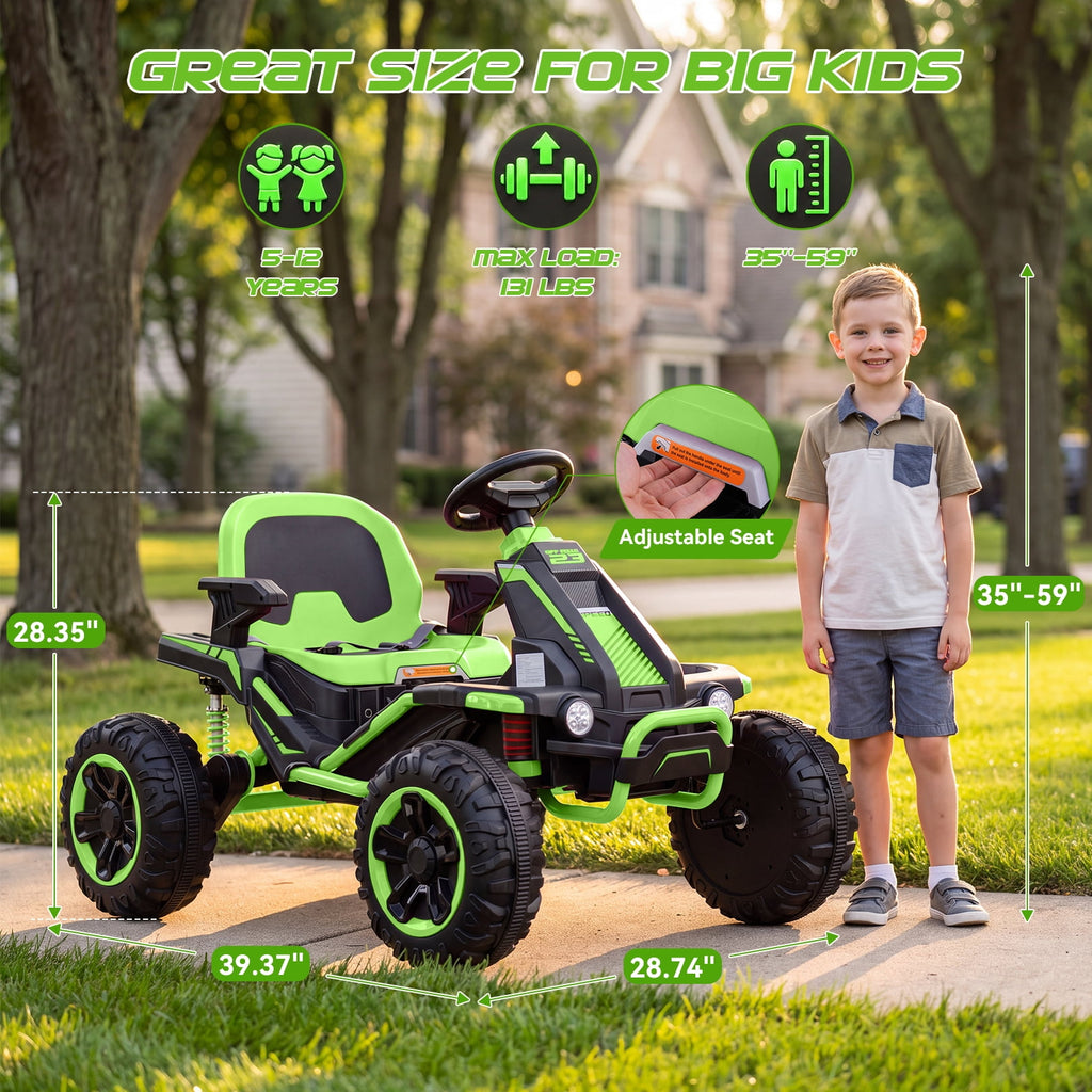 VIBESPARK 36V Ride on Toys for Big Kids Ages 6-12, 600W Ride on Cars up to 5.9 mph, Powerful 4 Wheeler Quad, Ride on ATV W/ Adjustable Seat, Ball-bearing Design, Power Display, Light Control, Blue