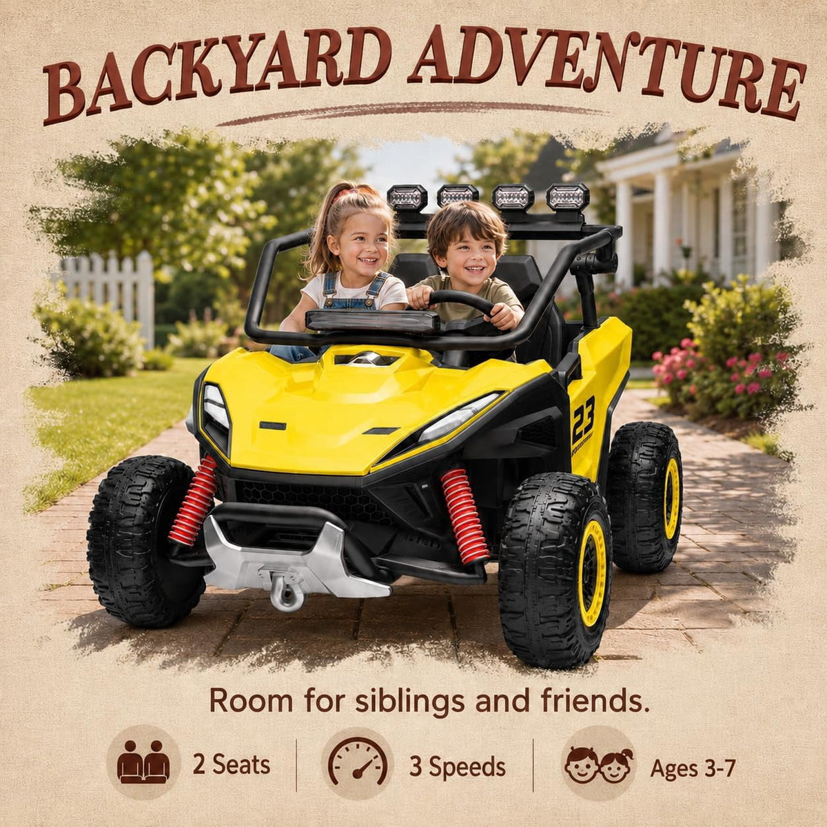 12V 2-Seater Electric UTV Ride-On Car, 4WD, Dual 40W Motors, 2.4G Parent Remote, 12V 7Ah Battery, 110 Lb Capacity,Green