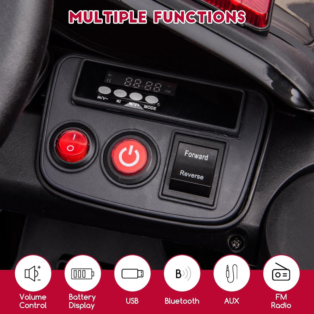 12V Electric Ride-On Car, 2x35W Motors, 7Ah Battery, 3-Speed, Parent Remote Control, Soft Start, Music, FM Radio, Safety Belt, 55 Lbs