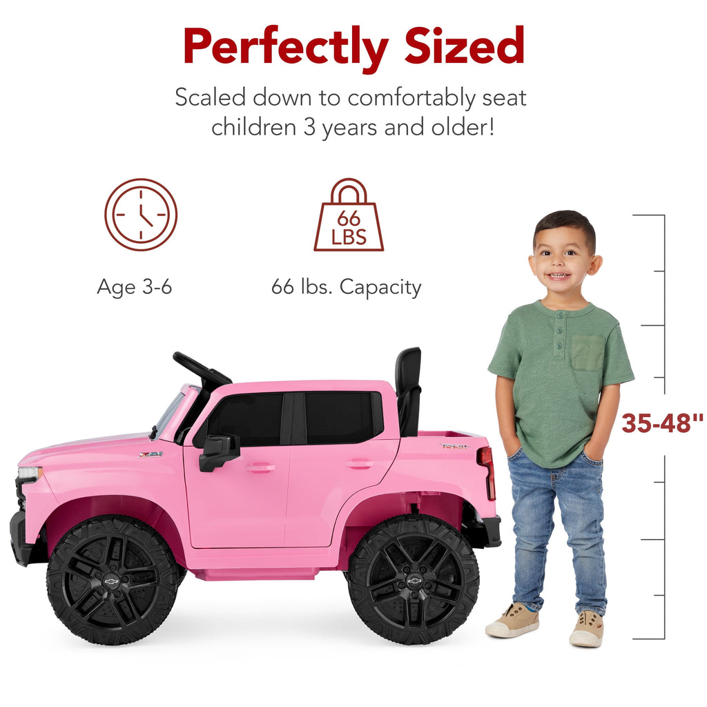 Best Choice Products 12V 2.5 MPH Licensed Chevrolet Silverado Ride On Truck Car Toy w/ Parent Remote Control - Pink