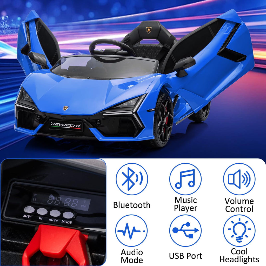 Towallmark 12V Ride On Car for Kids, Licensed Lamborghini Revuelto Electric Vehicle, Battery Powered Sports Car Toy for Boys & Girls,Kids Christmas Gifts