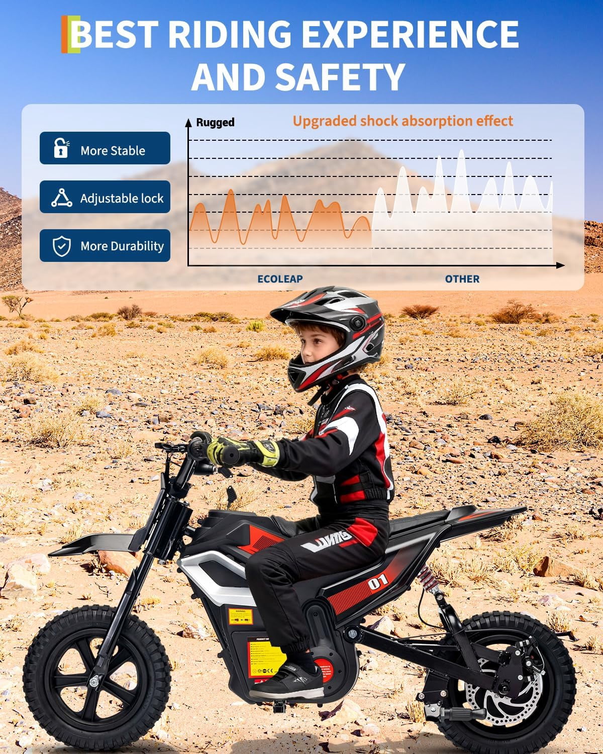 Fectiontool 24V Electric Ride-On Motorcycle, 350W Motor, 24V 7Ah Rechargeable Battery, Battery Powered Ride-On Bike, Energy-Efficient Charger Included,Black