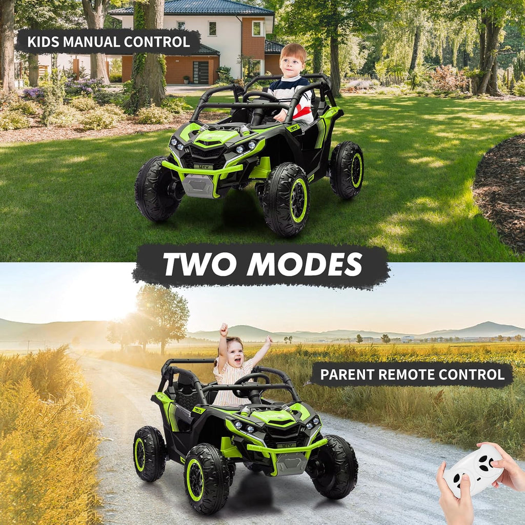 24V 2-Seater Ride On UTV for teens. Remote Control. 4x200W Motors. Bluetooth Music. LED Lights. 3 Speeds. . Safety Belt. All-Terrain Electric Vehicle,Rose Red