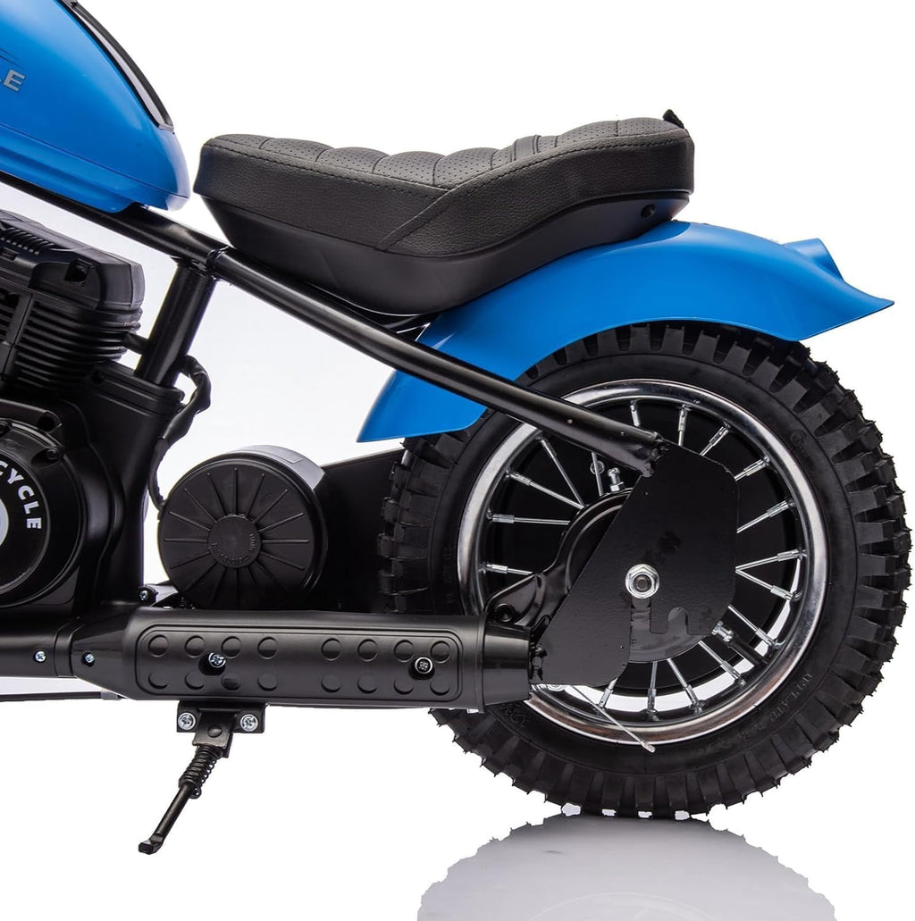 24V Electric Dirt Bike, 300W Chain-Driven Motor, Up to 15 MPH, 2-Speed, 10-Mile Range, 12" Air-Filled Rubber Tires, Leather Seat, Hand Brake, LED Lights, 150 Lbs