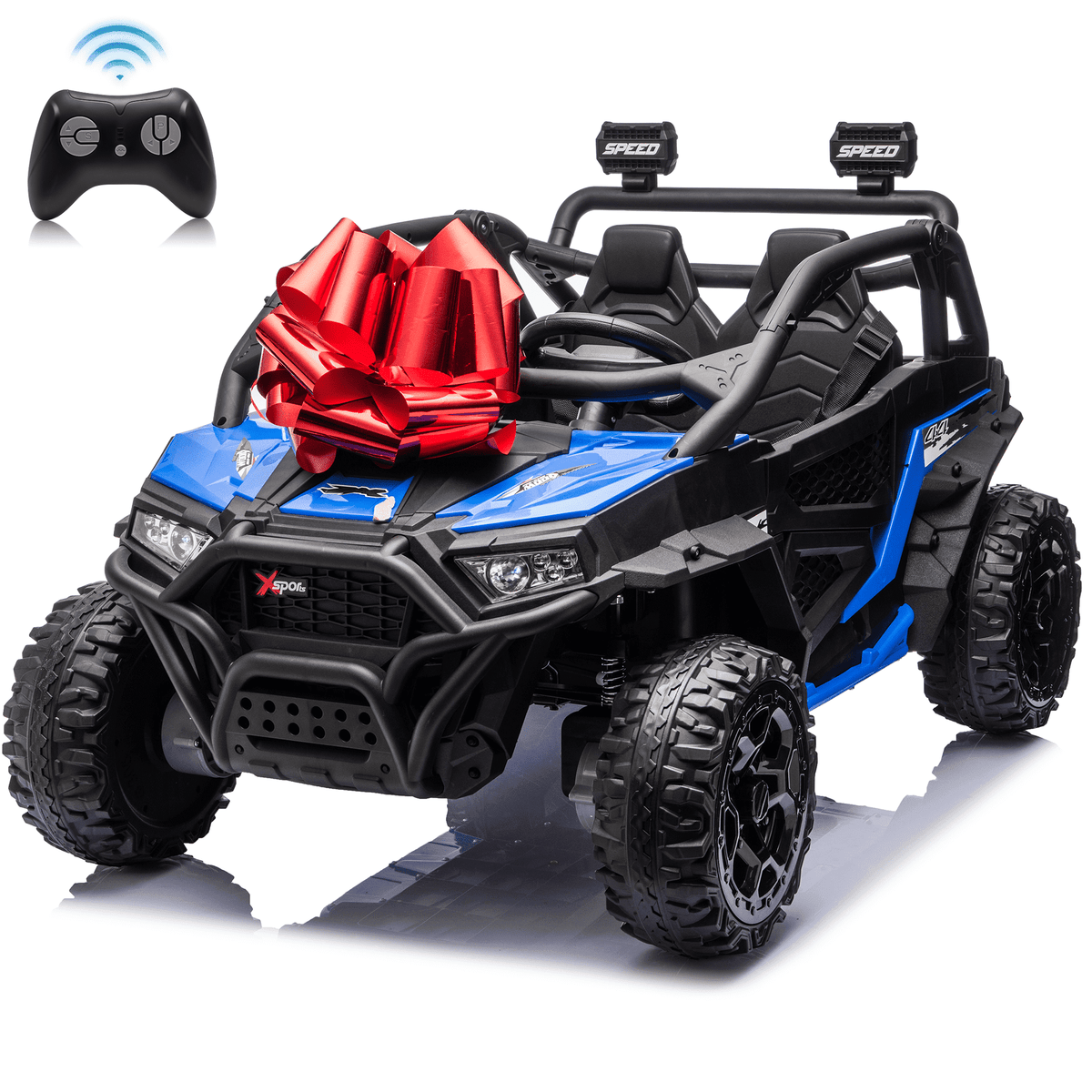 Zukpow 24V Ride Ons for Kids, 2 Seater Electric Car with Remote Control, 4x200W Motors, Power Car Wheels Ride on Toys UTV with Bluetooth Music, USB, Slow Start, LED Lights, Rear Storage Box, Black