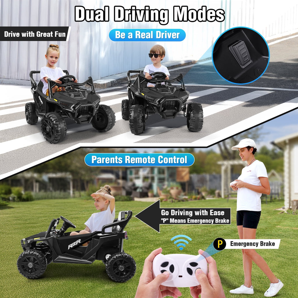 Funcid 24 Volt Ride on Toys with Remote Control & Battery Indicator, 400W Ride on UTV, Electric Car for Kids w/ Bluetooth, Music, LED Lights, Volume Adjustment Knob, 3 Speeds, Pink
