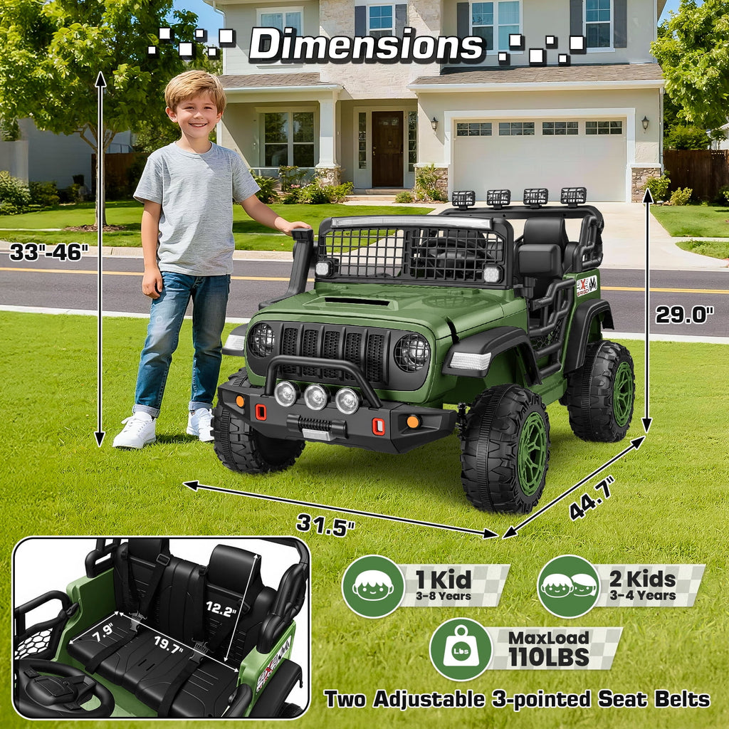 Funcid 24 Volt Ride on Toys, 2-Seater Electric Car, 400W Ride on Cars with Remote Control, Ride on Truck W/ Bluetooth, Music, Power Display, High/Low Speed, Light Control, Suspension, Pink