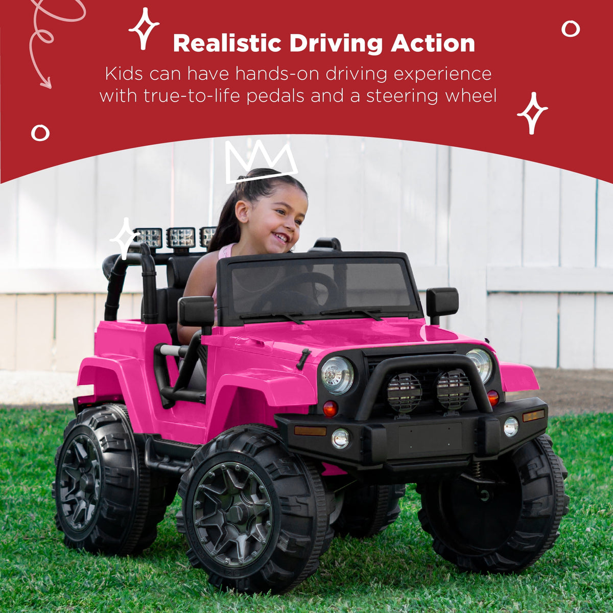 Best Choice Products Kids 24V 2-Seater Electric Ride-On Car Truck w/ Parent Control, Bluetooth, LED Lights - Red