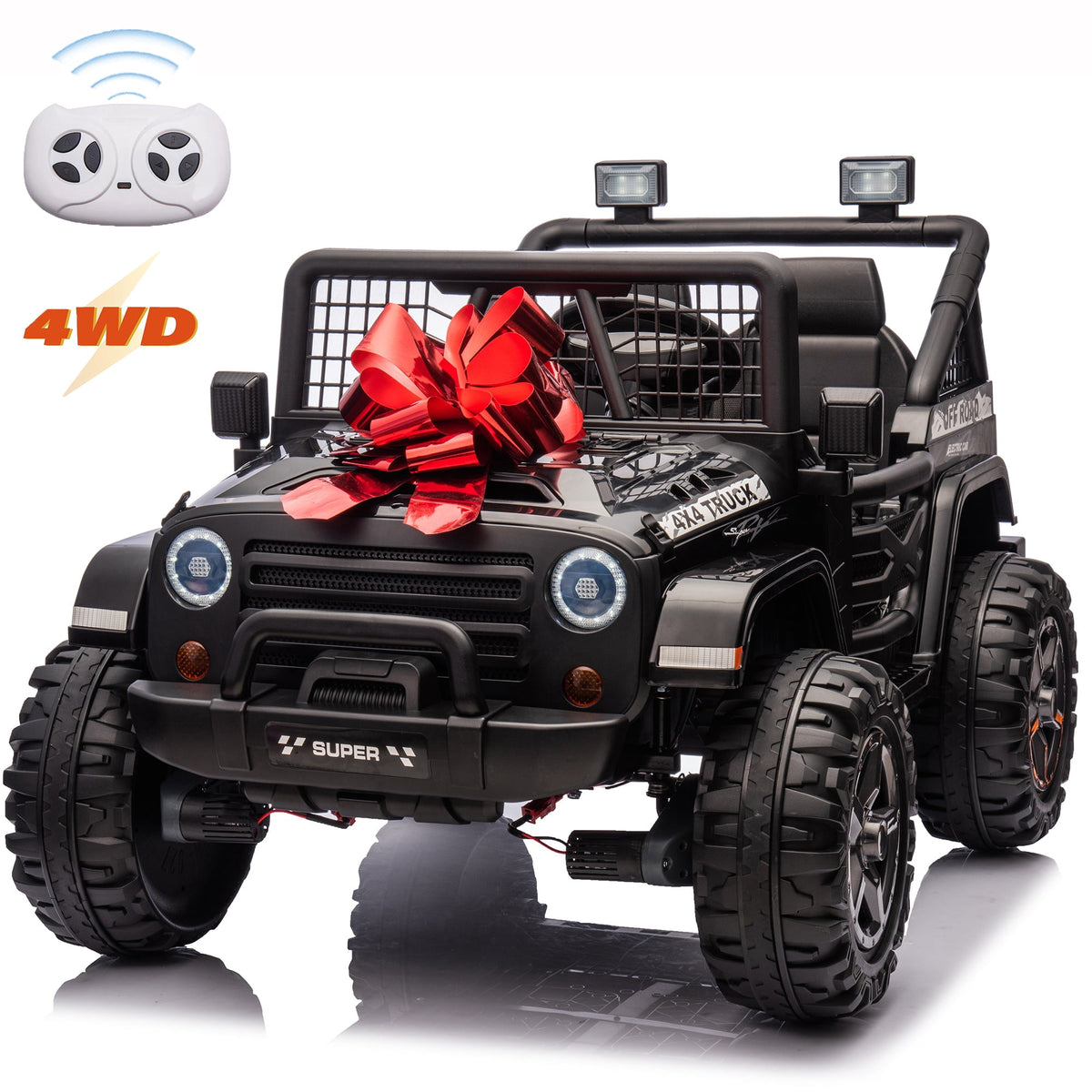 Funride 24 Volt Ride on Toys, 800W Electric Car for Kids with Remote Control, 4WD/2WD Switchable Power Car Wheels, 2-Seater Ride On Truck with Music, Bluetooth, Pink