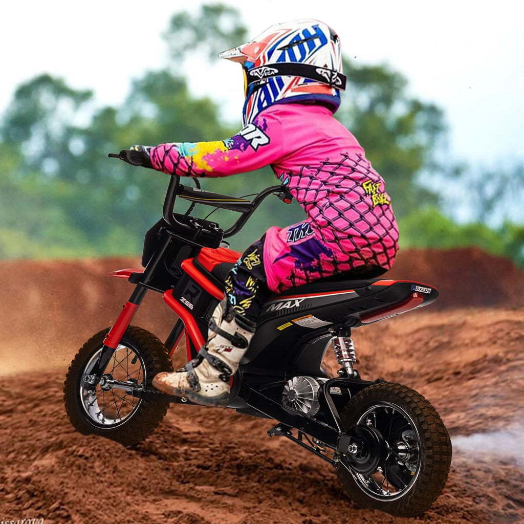 TROPOW 24 Volt Ride On Toys for Boys,Electric Dirt Bike for Kids - 350W Ride On Motorcycle, Ages 5+, Up to 14.29 MPH, 2-Speed Modes, Max Weight 135 Lbs, Red2#