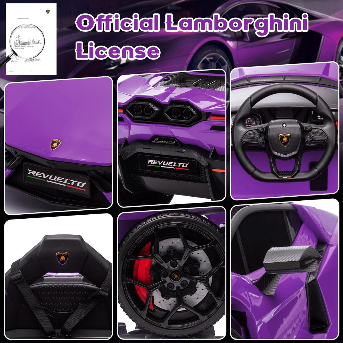 Towallmark 12V Ride On Car for Kids, Licensed Lamborghini Revuelto Electric Vehicle, Battery Powered Sports Car Toy for Boys & Girls,Kids Christmas Gifts