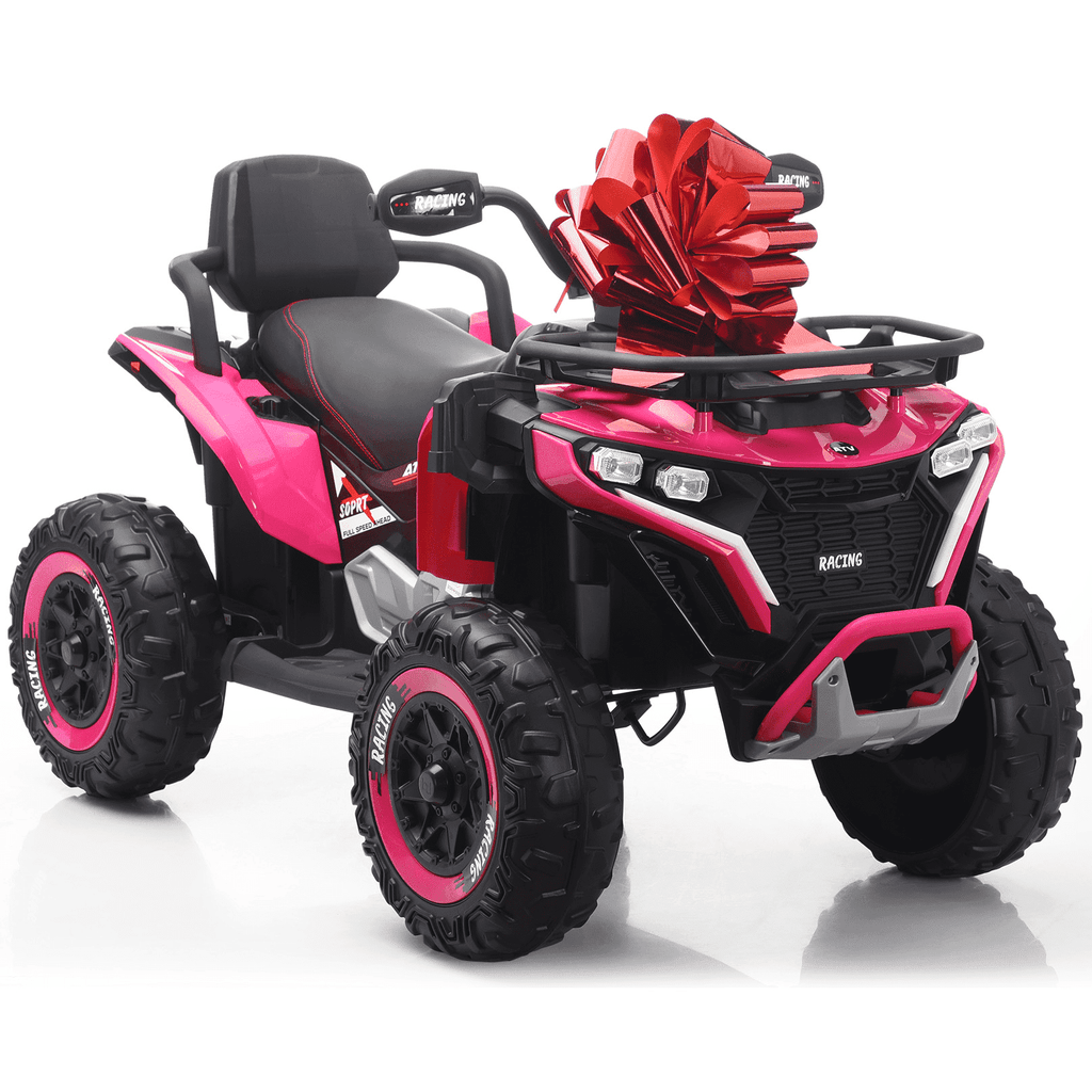 Funride 24 Volt Ride on Toys with Remote Control, Oversized ATV for Kids, 2-Seater 4 Wheeler for Toddlers, Power Car Wheels with Music, Bluetooth, Headlights, EVA Tires, Pink