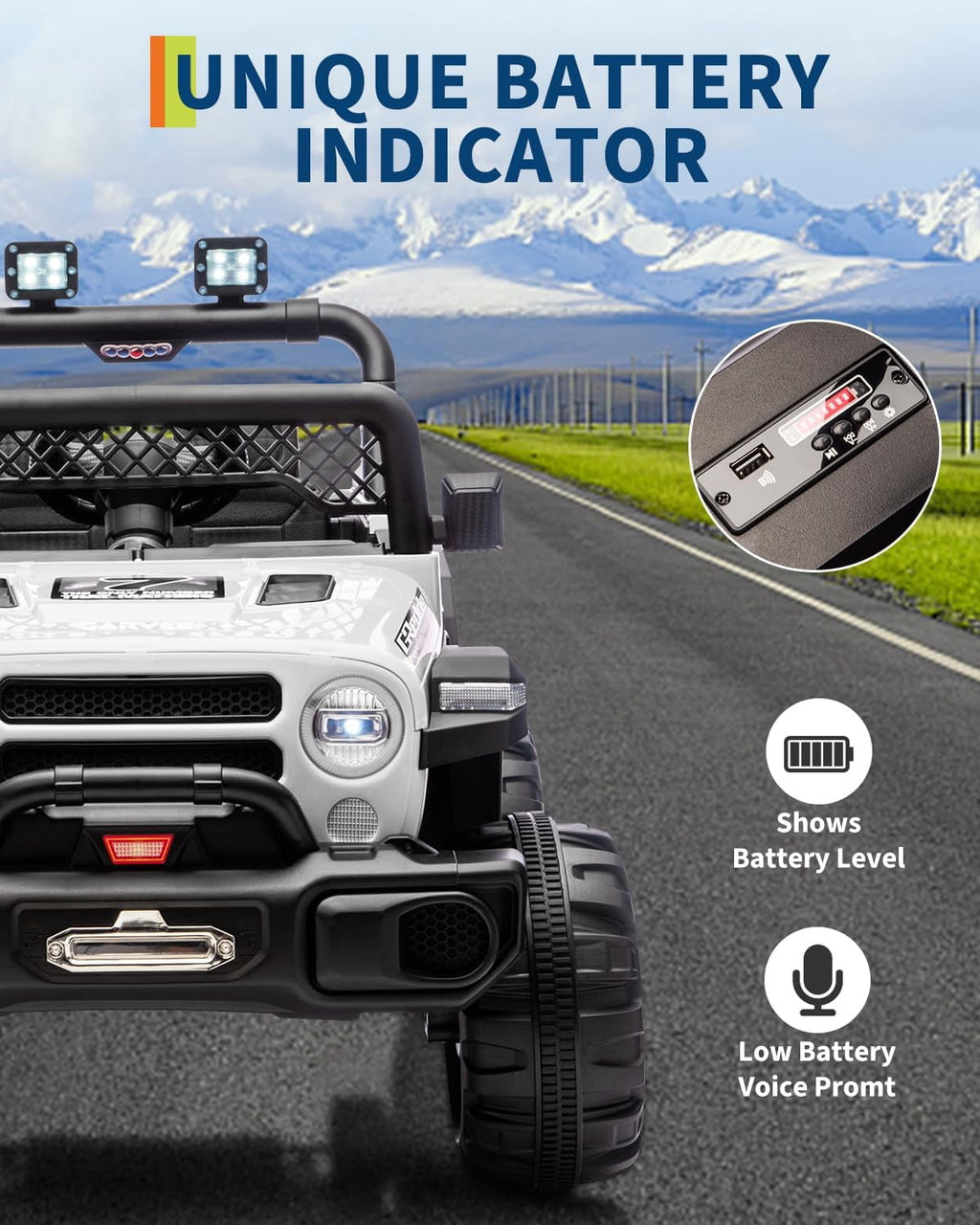 12V Electric Ride-On Truck, 4-Wheel Ride-On Car with Remote Control, 12V 7Ah Battery, Spring Suspension, LED Lights, Music, 66 Lbs