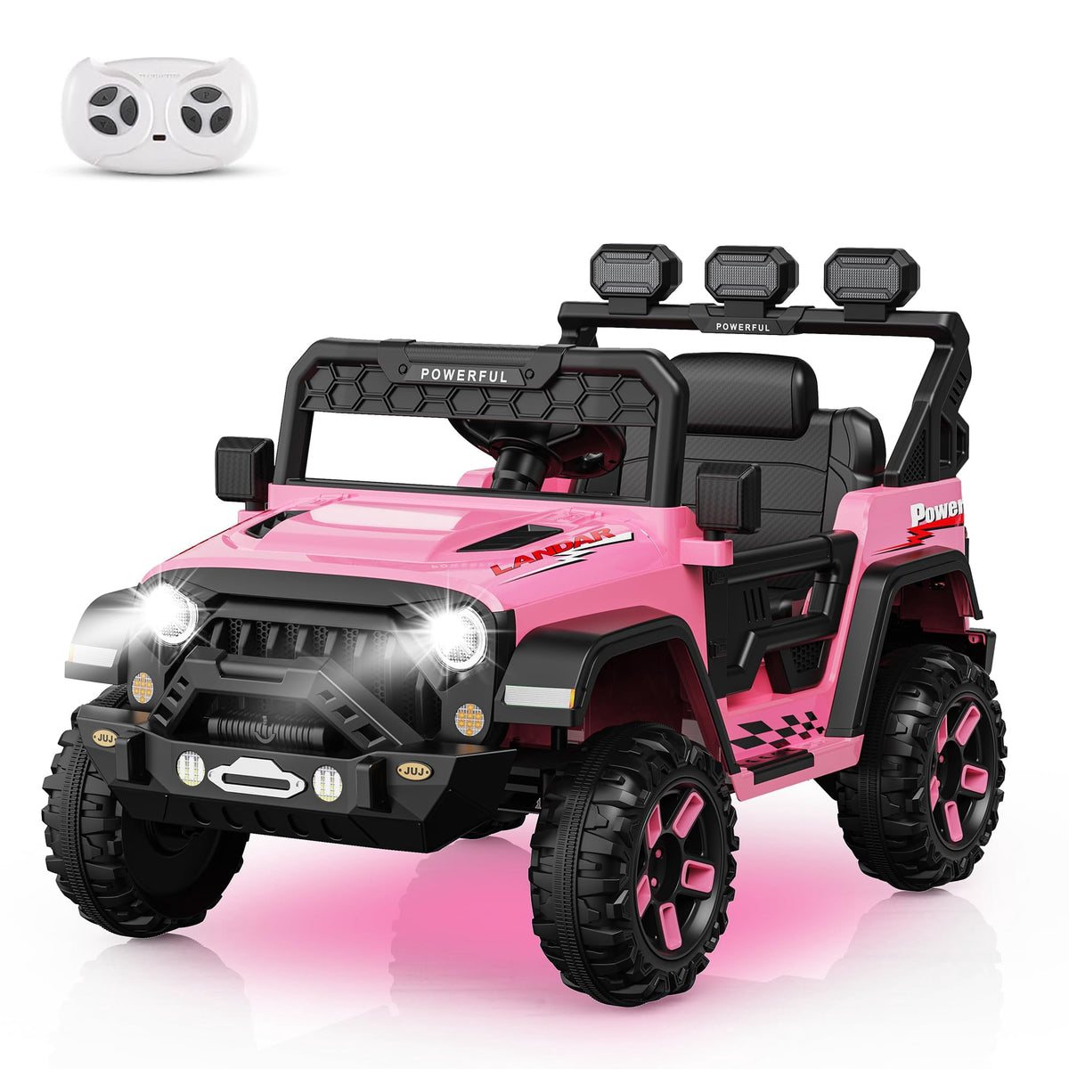 12V Battery Powered Kids Ride-On Truck | 2.4G Parent Remote, 3 Speeds (1.2-3.7 mph), LED Lights, Built-In Music & Wireless Audio | Gentle Start & Safety Belt