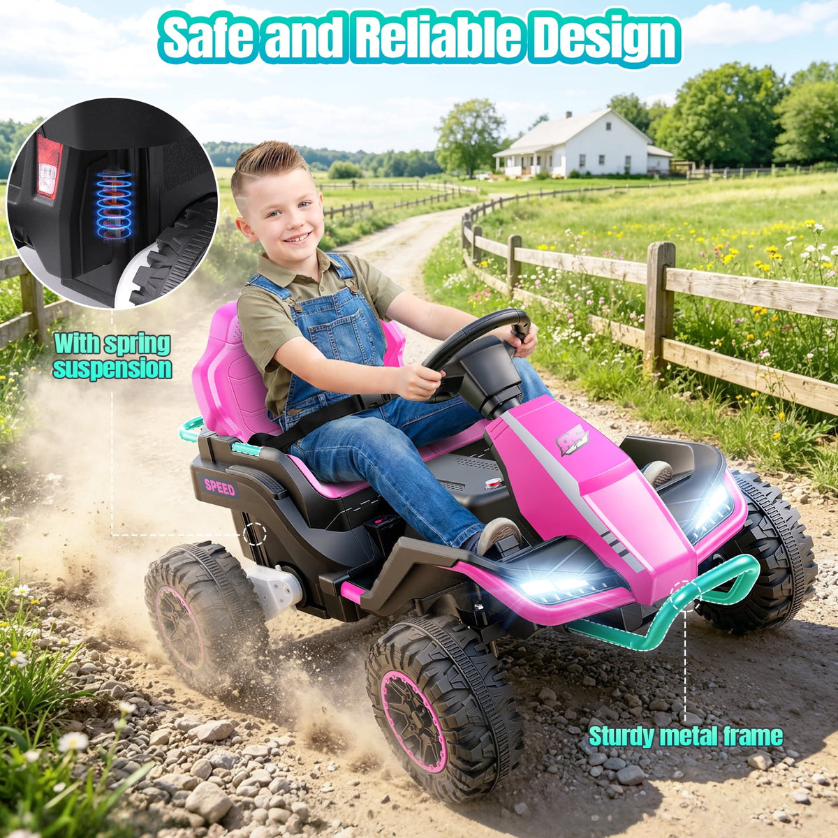 VIBESPARK 24V Ride on Toys with Remote Control, 3 in 1 Ride on Car, Ride on Tractor for Kids with Trailer, 6 Wheel Kids Electric Car w/ Bluetooth, MP3, Music, Green