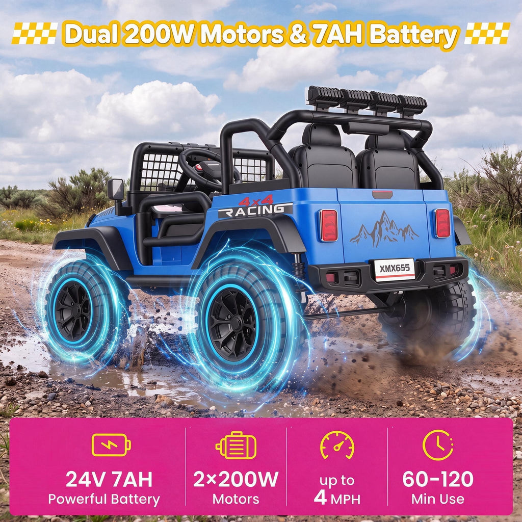Farmdex 24 Volt 2 Seater Electric Truck Car for Kids, 400W Ride on Cars with Remote Control, Color Led Lights, Bluetooth Music, Spring Suspension,Powered Ride On Toys Gift for Boys & Girls