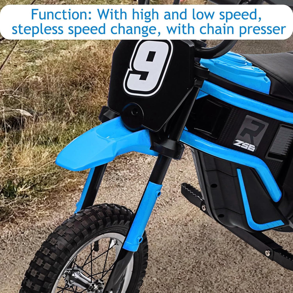 24V Electric Dirt Bike, 3-Speed Off-Road Motorcycle up to 14.29 MPH, Dual Suspension, Hydraulic Front Fork, Steel Frame, 135 lbs Capacity