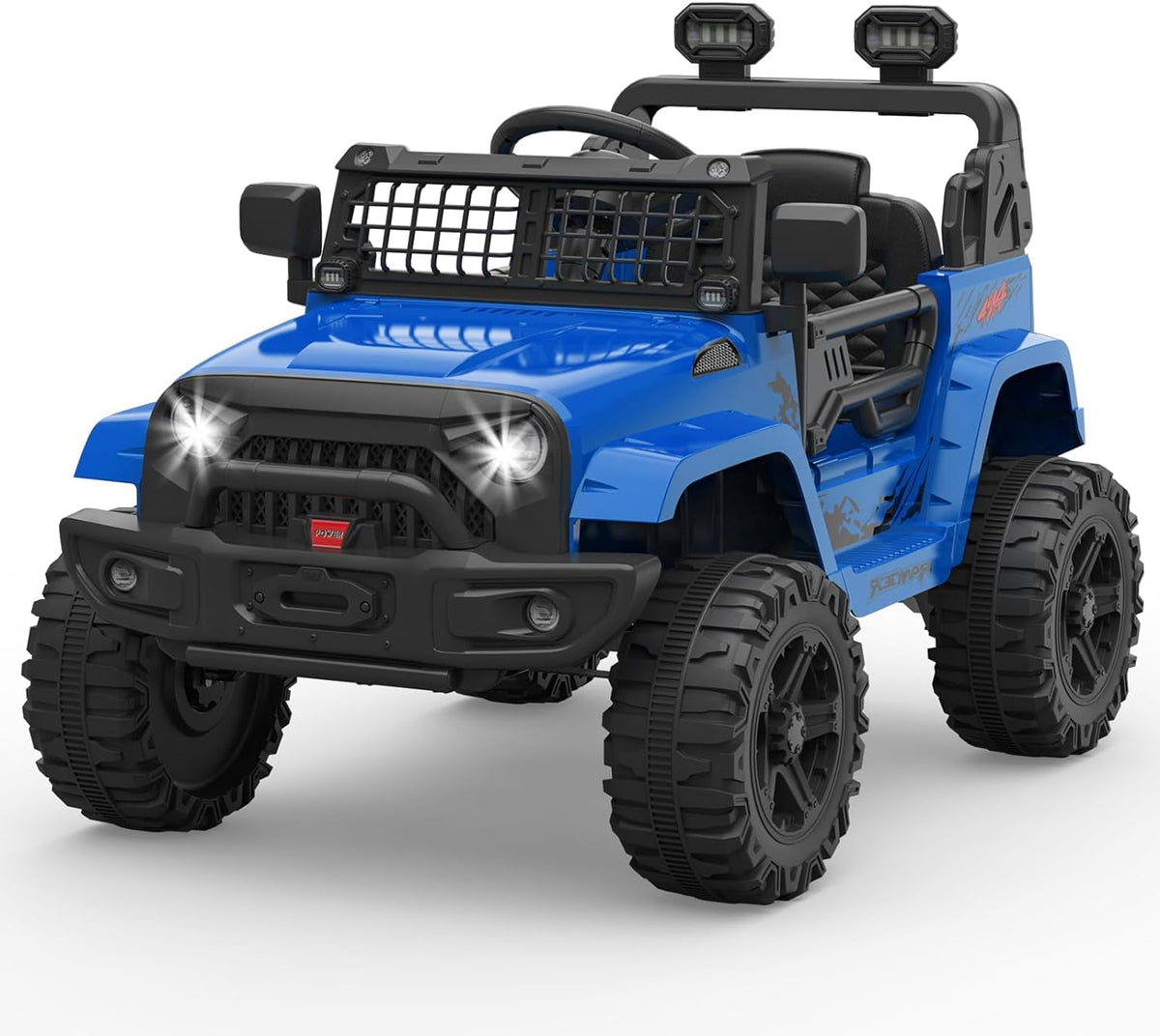 12V Electric Ride On Car with Remote Control, Off Road Ride On Vehicle with Bluetooth, LED Lights, Spring Suspension, Adjustable Seat Belt, All Terrain Tires, 61 lbs Capacity