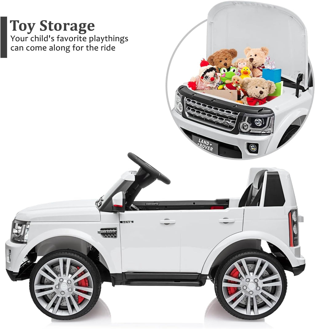 12V Licensed Land Rover Ride-On Car, 2x25W Motors, 4.5Ah Battery, 3 Speeds up to 4.5 MPH, Parent Remote, Spring Suspension, LED Lights
