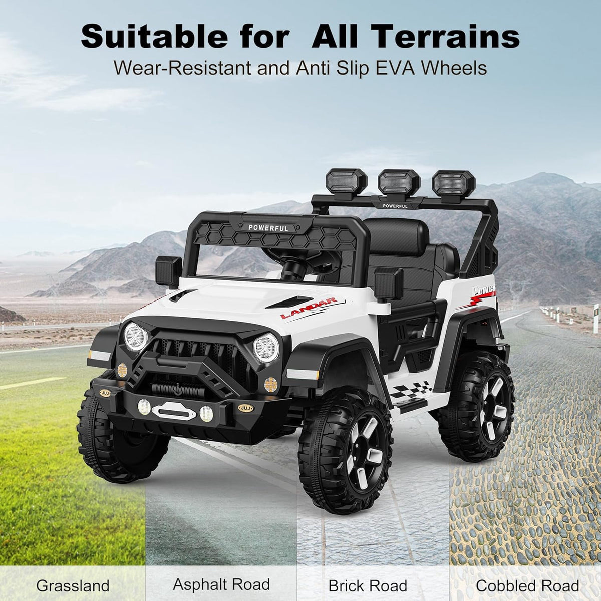 12V Ride-On Truck Car, 7Ah Battery, Parent Remote Control, 3 Speeds Up to 3.7 MPH, Soft Start, LED Lights, Bluetooth, USB, AUX, MP3, 66 Lbs