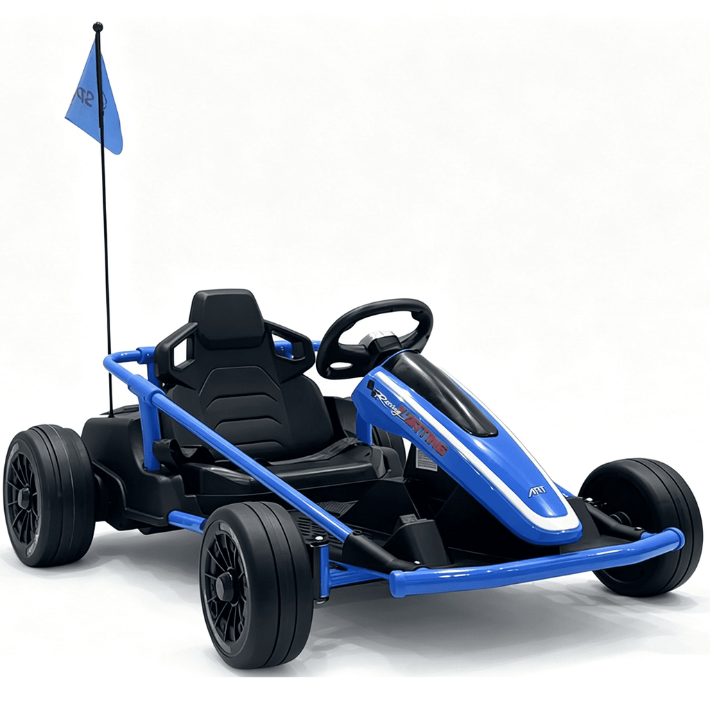 Sunnyfree 24 Volt Ride on Toys for Kids, 14Ah Electric Go Kart with Remote Control, 5–10 MPH, Drift Function, 2×200W Motors, Bluetooth Music, LED Lights, Seat Belt, Black