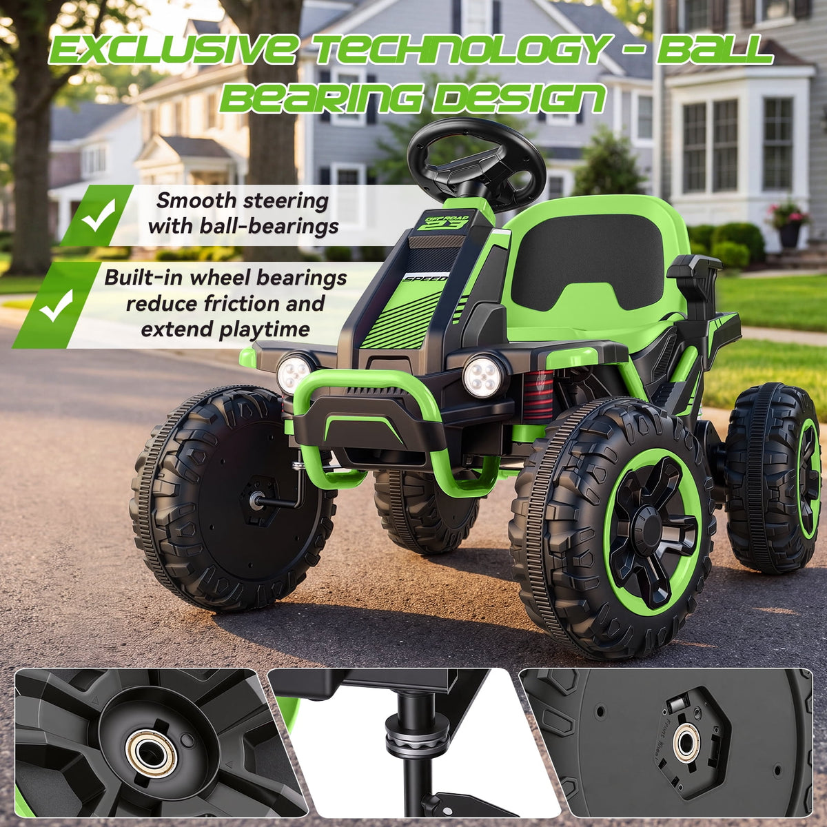 VIBESPARK 36V Ride on Toys for Big Kids Ages 6-12, 600W Ride on Cars up to 5.9 mph, Powerful 4 Wheeler Quad, Ride on ATV W/ Adjustable Seat, Ball-bearing Design, Power Display, Light Control, Blue