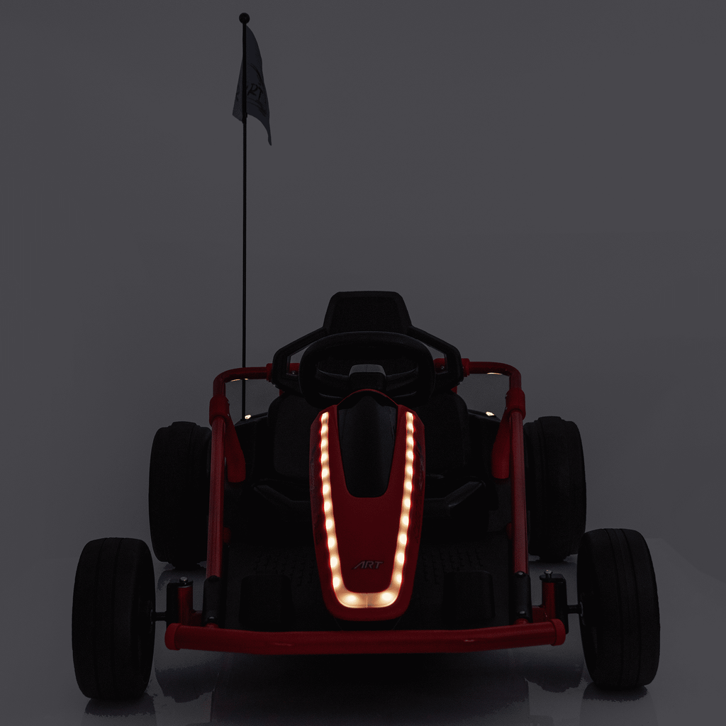Sunnyfree 24 Volt Ride on Toys for Kids, 14Ah Electric Go Kart with Remote Control, 5–10 MPH, Drift Function, 2×200W Motors, Bluetooth Music, LED Lights, Seat Belt, Black