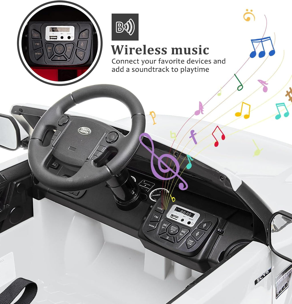 12V Licensed Land Rover Ride-On Car, 2x25W Motors, 4.5Ah Battery, 3 Speeds up to 4.5 MPH, Parent Remote, Spring Suspension, LED Lights