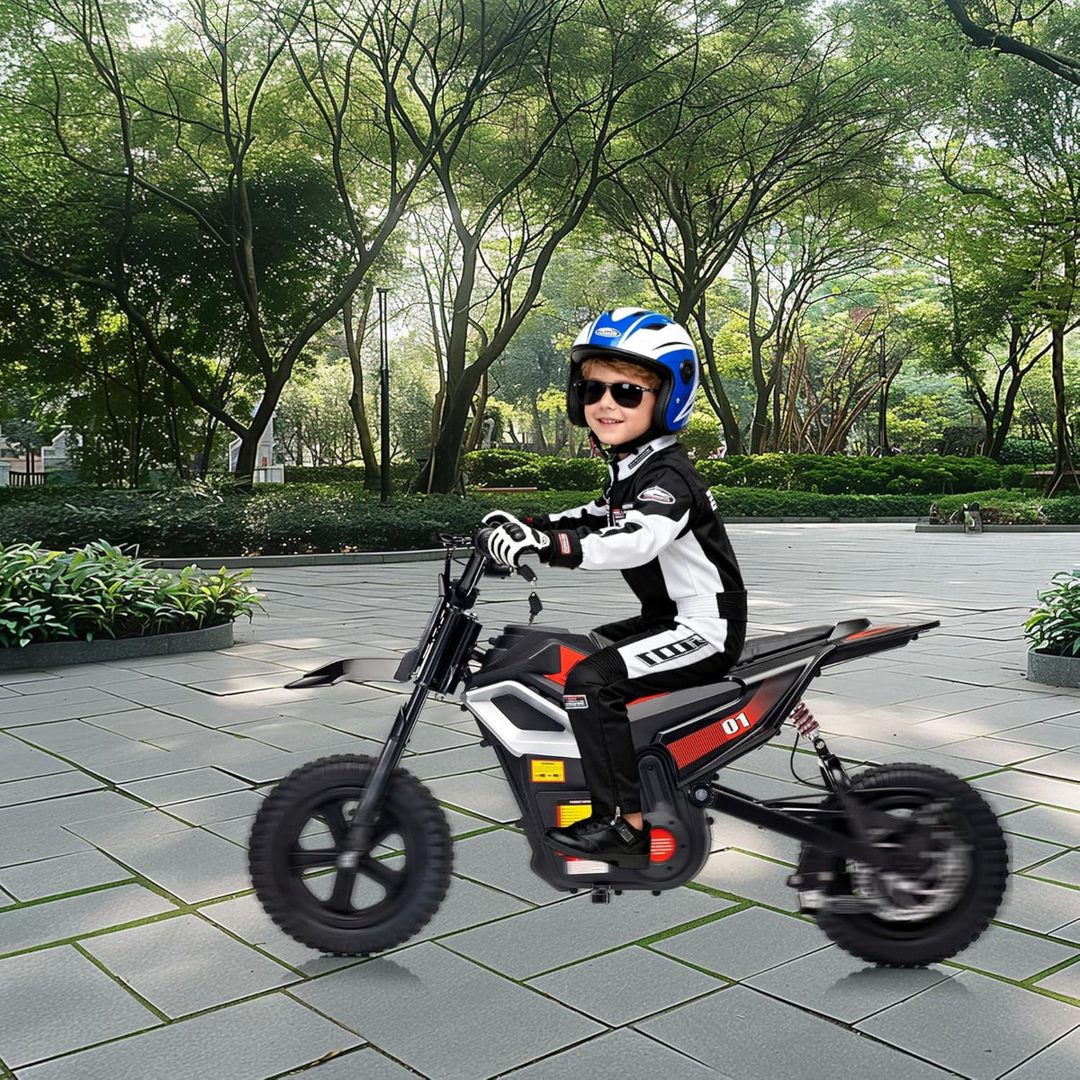 24V Electric Dirt Bike, 350W Ride-On Motorcycle with Rear Suspension, Twist-Grip Throttle, 12-Inch Rubber Tires, 13.67 MPH, 132 Lbs